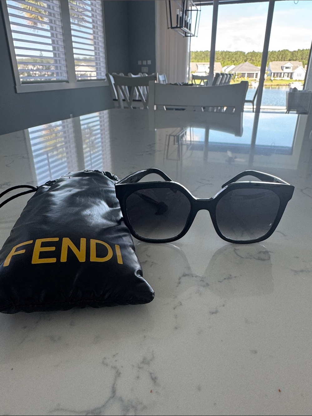 Fendi Black Gradient Lens Oversized Sunglasses